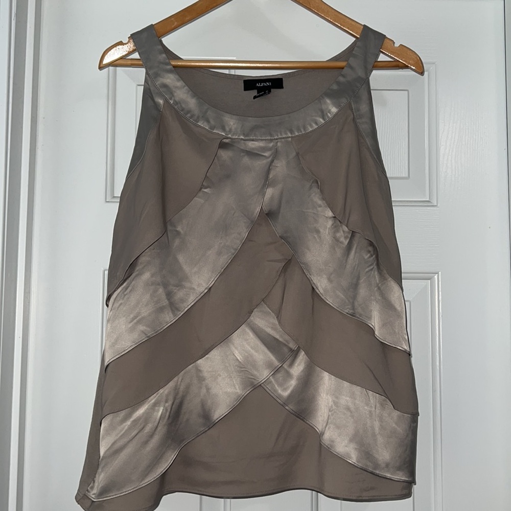 Alfani Medium Taupe (?) ruffle tank